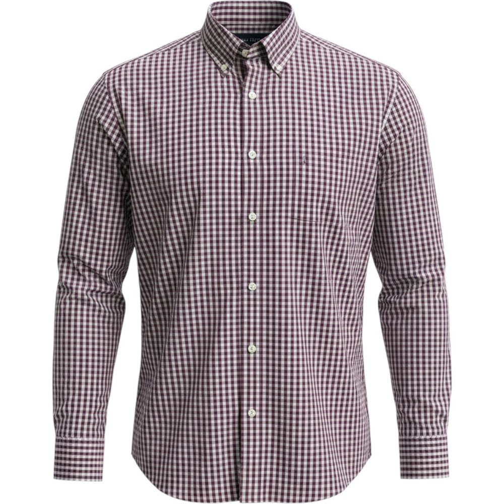 Chaps Mens XXL Gingham Button Down Shirt Purple White Easy Care Long Sleeve